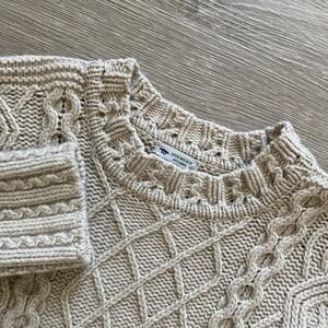 Inis Meain Cashmere Blend Cable Knit Fisherman Sweater Mens M Ivory Ireland READ